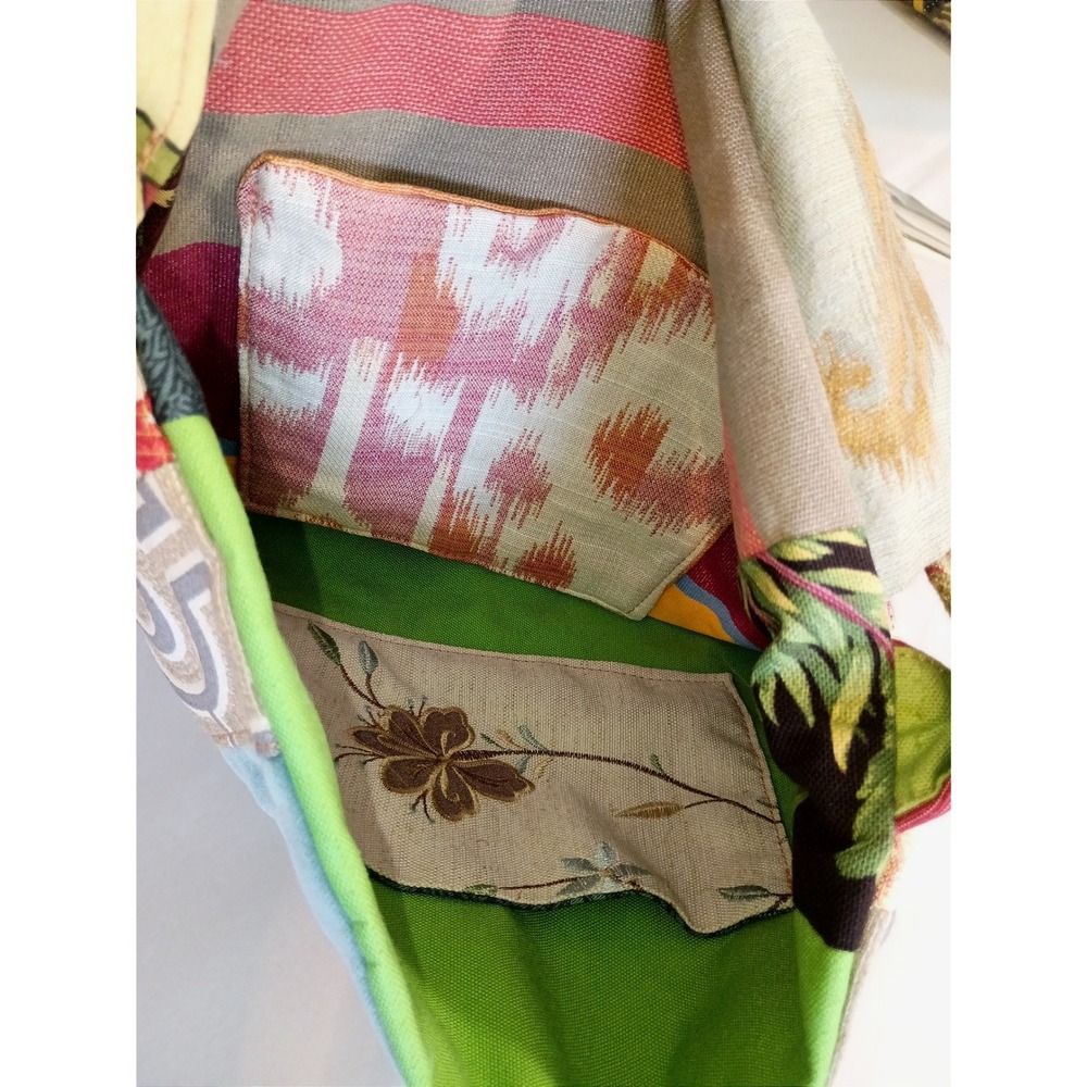 Boho Patchwork Shoulder Bag Multicolor Ikat Floral Bee Tapestry Hobo Handbag - Picture 5 of 10